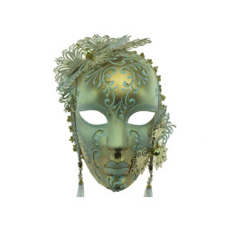 Gold & White Floral Mask