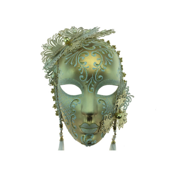 Gold & White Floral Mask