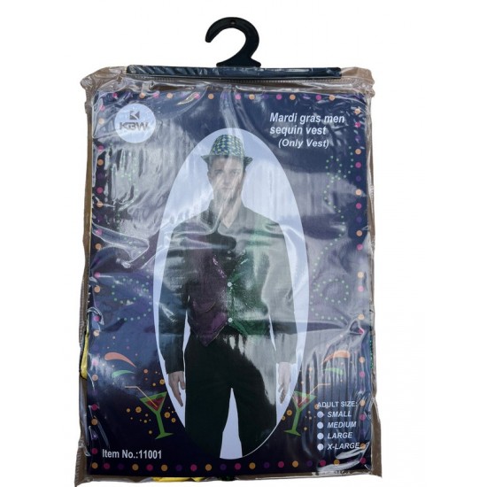 Mardi Gras Sequin Vest - Medium