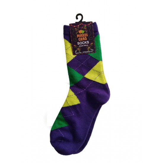 Mardi Gras Diamond Crew Socks