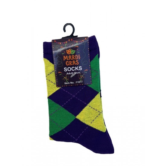 Mardi Gras Diamond Crew Socks