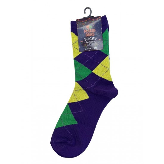 Mardi Gras Diamond Crew Socks