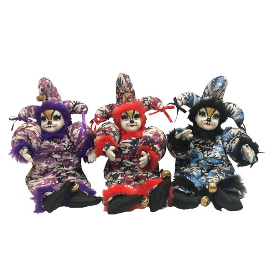 Mardi Gras Porcelain Jester Dolls - Assorted Mardi Gras Porcelain Jester Dolls - Assorted
