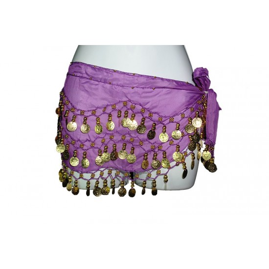 Purple Coin Belly Dance Hip Scarf