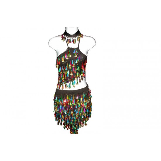Black Sequin Belly Dancing Set