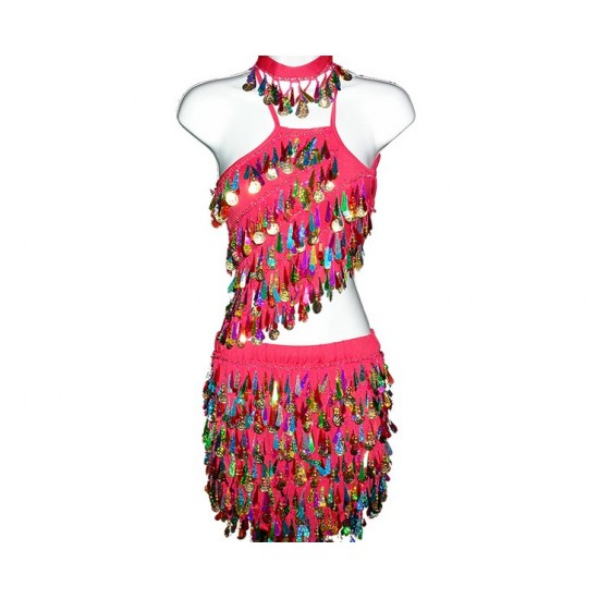 Hot Pink Sequin Belly Dancing Set