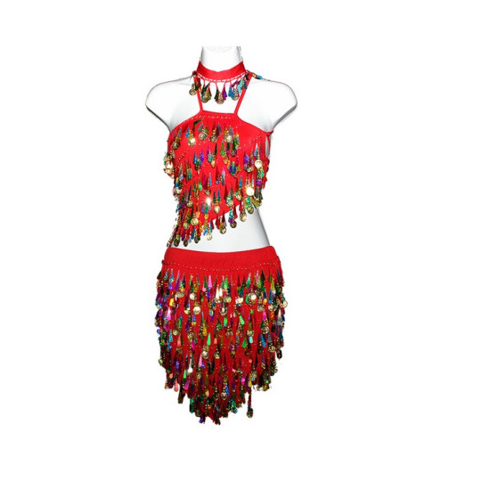 Red Sequin Belly Dancing Set