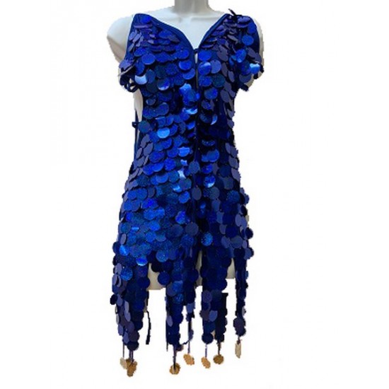 Royal Blue Paillette Fringe Dress