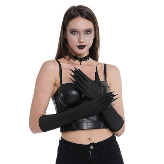 Black Long Gloves with Nails