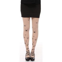 Nude Tights with Black Spiders