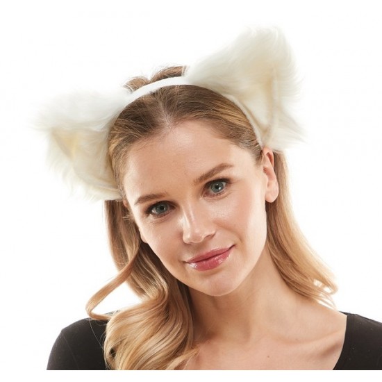 White Furry Cat Ear Headband White Furry Cat Ear Headband