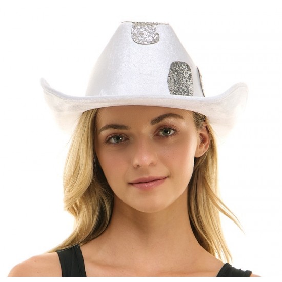 Silver Cow Print Cowboy Hat Silver Cow Print Cowboy Hat