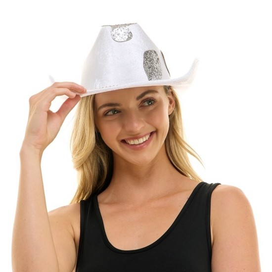 Silver Cow Print Cowboy Hat Silver Cow Print Cowboy Hat