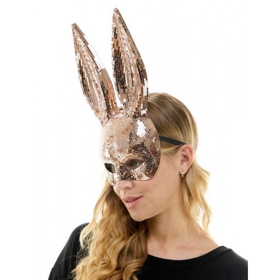 Rose Gold Mirror Bunny Mask