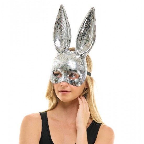 Silver Mirror Bunny Mask