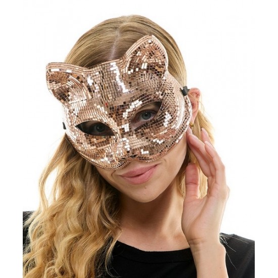 Rose Gold Mirror Cat Mask