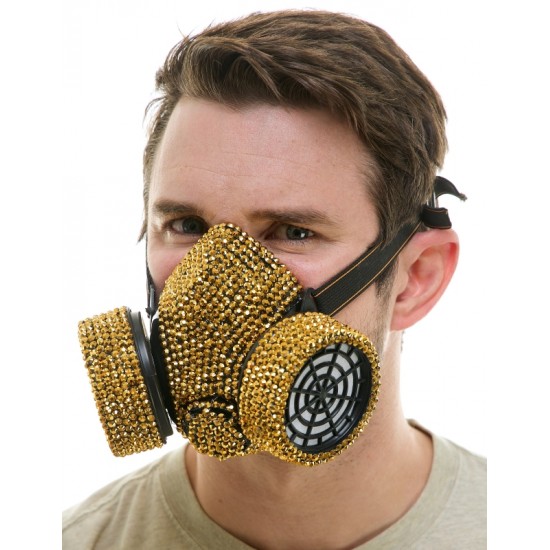 Gold Rhinestone Gas Mask