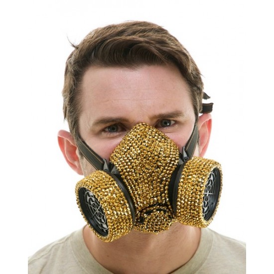 Gold Rhinestone Gas Mask