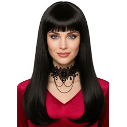 Black Long Hair Wig with Bangs