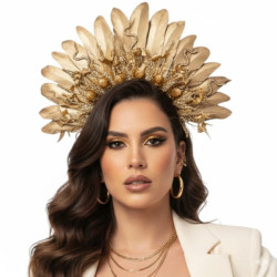 Deluxe Gold Feather Medusa Hea