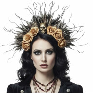 Gothic Floral Skull Headband