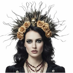 Gothic Floral Skull Headband
