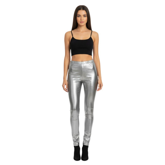 Silver Metallic Leggings - L/XL