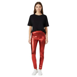Red Metallic Leggings - L/XL