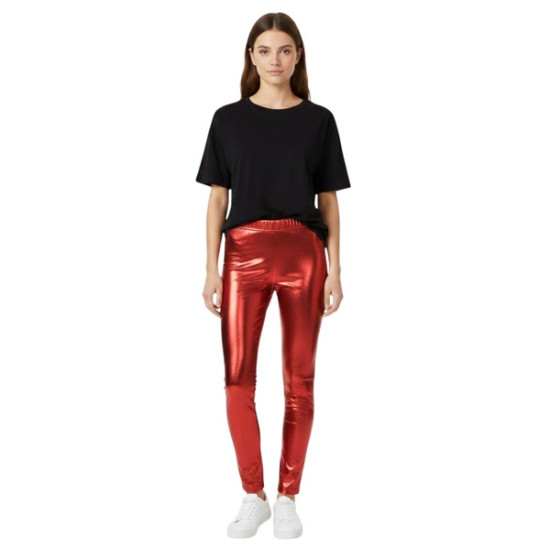 Red Metallic Leggings - L/XL