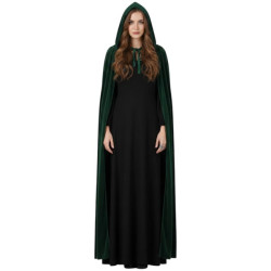 Hooded Green Velvet Cloak