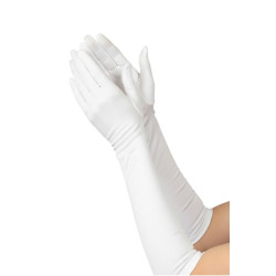 White Long Satin Opera Gloves