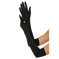Black Long Satin Opera Gloves