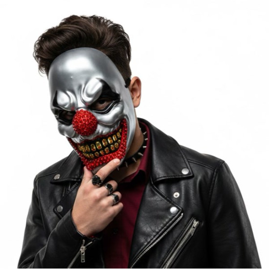 Red Rhinestone Clown Mask