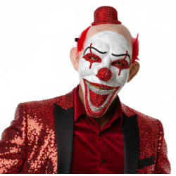 Red Rhinestone Clown Mask