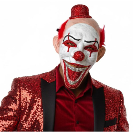 Red Rhinestone Clown Mask