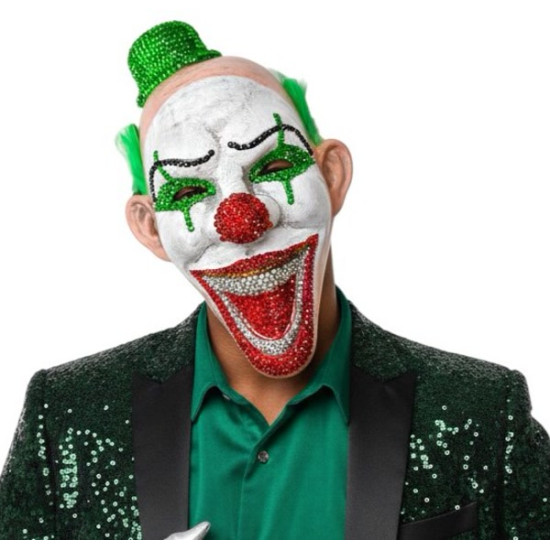 Green Rhinestone Clown Mask