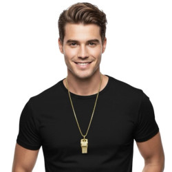 Gold Rhinestone Whistle Necklace