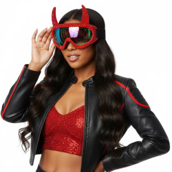 Red Rhinestone Devil Goggles
