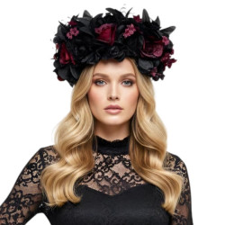Black & Red Floral Headband