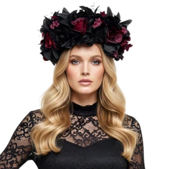 Black & Red Floral Headband