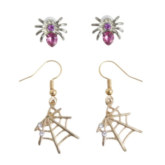 Spider Web Earrings, 2 pairs