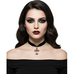 Red Gem Cross Choker