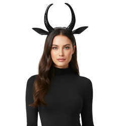 Black Horned Headband with Ears