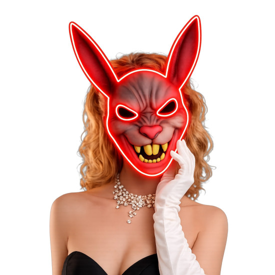 Red Light-Up Psycho Bunny Mask