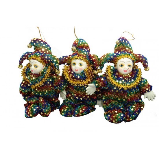 Mardi Gras Glitter Jester Dolls - Assorted