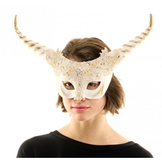 White Voodoo Horns Half-Mask