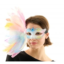 Pastel Feather Masquerade Mask
