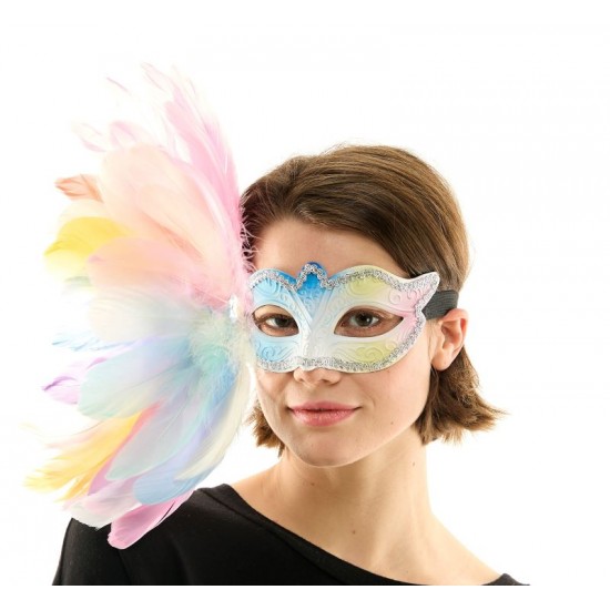 Pastel Feather Masquerade Mask