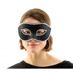 Black Rhinestone Trim Half Mask