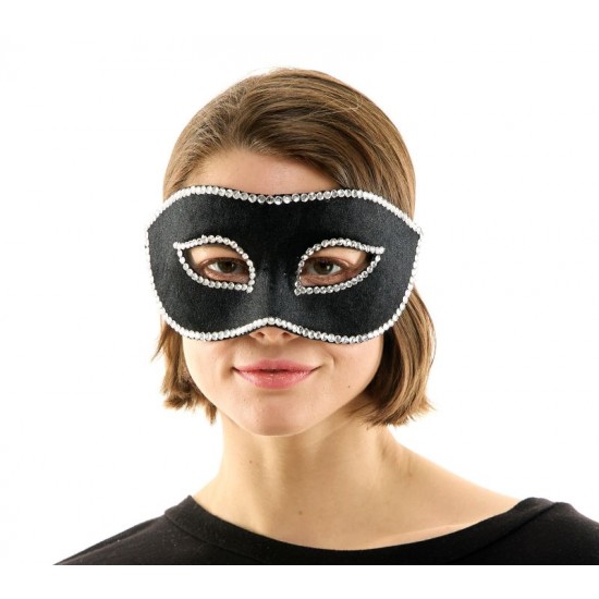 Black Rhinestone Trim Half Mask Black Rhinestone Trim Half Mask